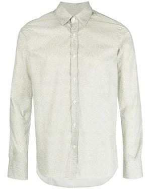 Canali Floral-Print Long-Sleeve Shirt - White