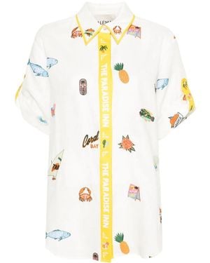ALÉMAIS Marlin Embroidered Flax Shirt - White