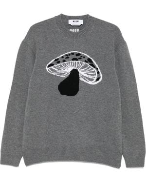 MSGM Jersey Con Champiñones En Intarsia - Gris
