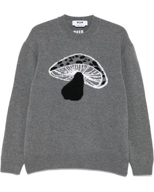 MSGM マッシュルームインターシャ セーター - グレー