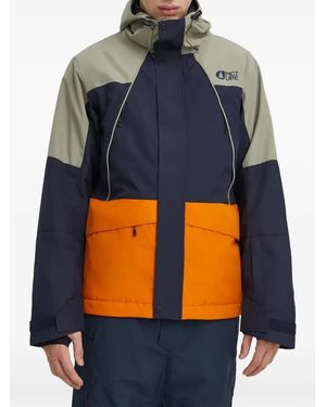 Picture Logo-Print Ski Jacket - Blue