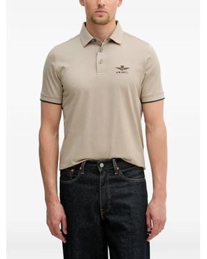 Aeronautica Militare Logo-Embroidered Polo Shirt - Natural
