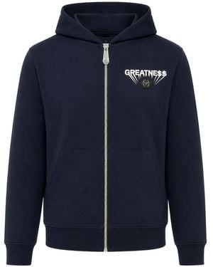 Philipp Plein Fleece Zip Hoodie Greatness - Blue