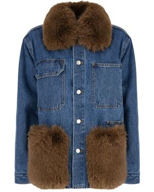Ava Adore Jeansjacke mit Faux Fur-Besatz - Blau