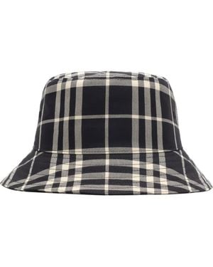 Burberry Check Cotton Bucket Hat - Black