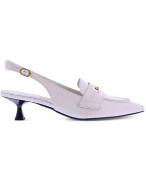 Paris Punk Pointed-Toe Slingback Pumps - White