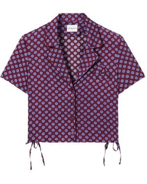 Claudie Pierlot Geometric-Pattern Cropped Shirt - Purple