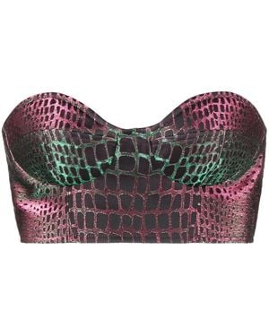 Balmain Crop Top With Embossed Crocodile Effect - Grey
