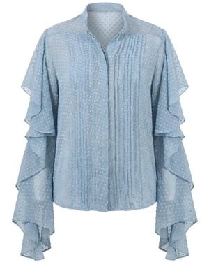 Barbara Bui Ruffled-Sleeve Shirt - Blue