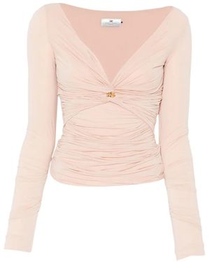 Elisabetta Franchi T-Shirt À Col V - Pink