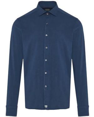 Sonrisa Camisa Con Cuello Italiano - Azul