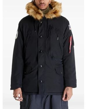 Alpha Industries Faux-Fur Hooded Jacket - Black