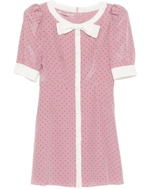 Alessandra Rich Polka-Dot Bow-Detail Mini Dress - Pink
