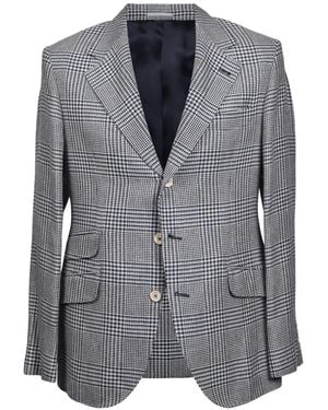 Brunello Cucinelli Houndstooth-Pattern Tailored Blazer - Grey