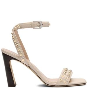 Stuart Weitzman Perry Stud-Embellished Heeled Sandals - White