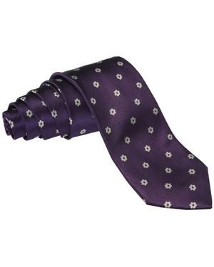 L'Uomo Di Colosso Pisano Floral-Pattern Silk Tie - Blue