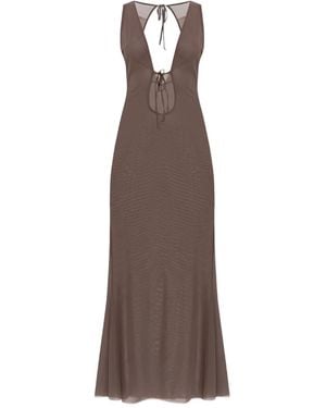 Bondeye Vestido largo con lazo de malla - Marrón