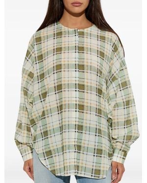FRAME Plaid-Pattern Long-Sleeve Blouse - Gray