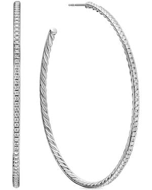 David Yurman Sterlingsilbercreolen Mit Diamant - Weiß