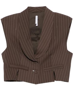 Imperial Gilet Crop Gessato - Marrone