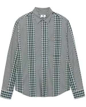 WOOD WOOD Camisa Wwcooper A Rayas Y Cuadros - Azul
