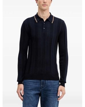 Trussardi Striped Knitted Polo Shirt - Blue