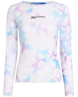 KARL LAGERFELD Mesh All-Over-Print T-Shirt - Blue