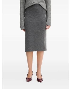 SIMONA CORSELLINI Embellished Midi Skirt - Grey