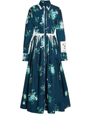 Erdem フローラル スカートドレス - ブルー