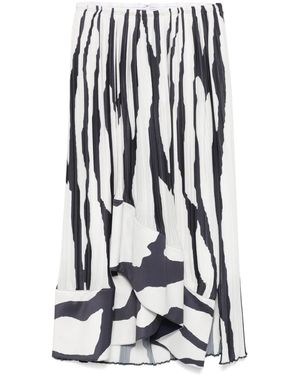 Lanvin Zebra-Print Pleated Midi Skirt - White