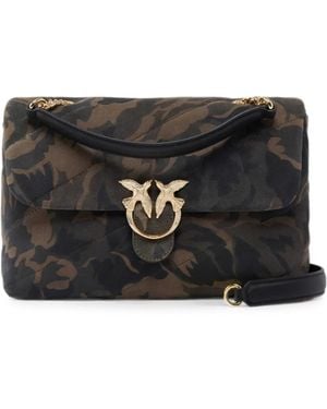 Pinko Camouflage-Print Quilted Shoulder Bag - Black