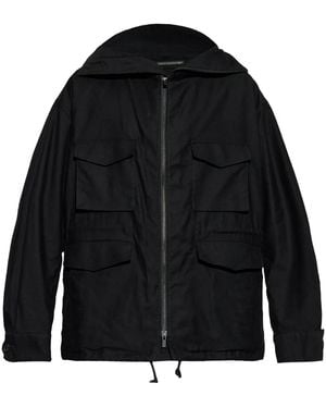 Yohji Yamamoto Zip-Up Hooded Jacket - Black