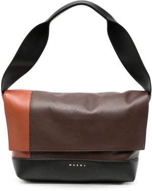 Marni Colour-Block Leather Shoulder Bag - Brown