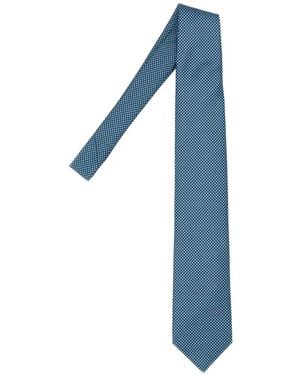 Brioni Printed Silk Tie - Blue