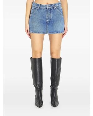 Alexander Wang Marbled Denim Skirt-Shorts - Blue