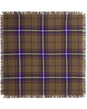 Bompard Swann Tartan Fringed Square Scarf - Brown