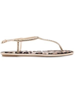 Rene Caovilla Diana Leopard-Print Sandals - White