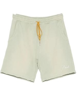 Rhude Logo-Embroidered Drawstring Shorts - White