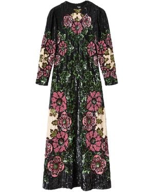 La DoubleJ Clingy Swing Sequined Maxi Dress - Black