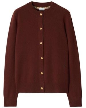 Burberry Cardigan À Boutonnière - Marron