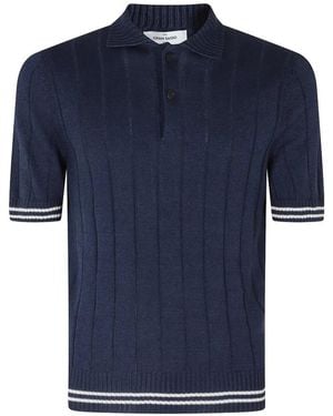 Gran Sasso Ribbed Striped-Trim Polo - Blue