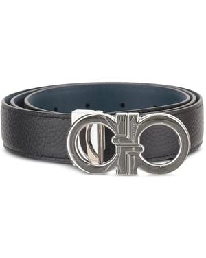 Ferragamo Reversible And Adjustable Gancini Belt - Gray