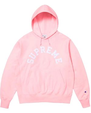 Supreme X Champion Logo-Print Hoodie - Pink