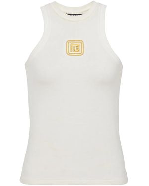 Balmain Retro Pb Stretch Tank Top Clothing - White