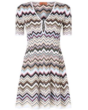 Missoni Robe En Maille À Motif Zig-Zag - White
