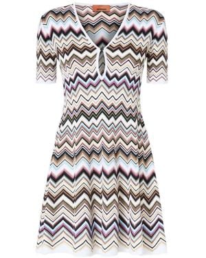 Missoni Robe En Maille À Motif Zig-Zag - White