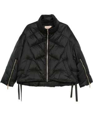 Twinset Quilted Zip-Sleeve Puffer Jacket - Black