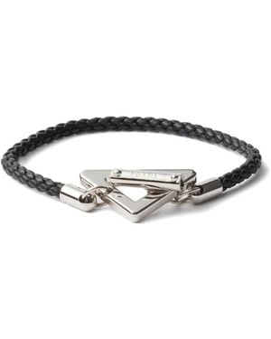 Prada T-Bar Leather Bracelet - Metallic