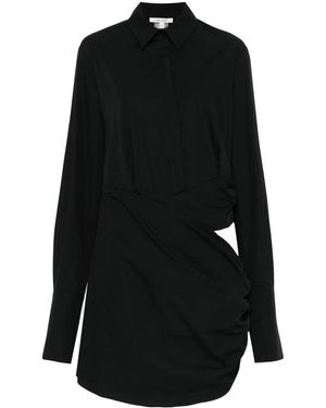 Nensi Dojaka Poplin Ruched Cut-Out Mini Dress - Black
