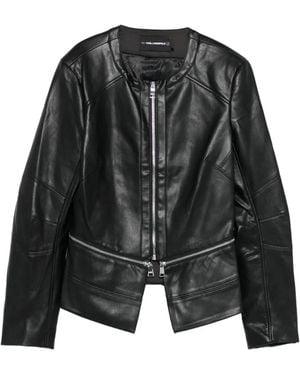 KARL LAGERFELD Zip-Front Panelled Jacket - Black